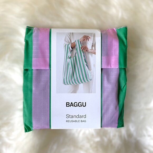 NWT Standard Baggu - Pink Green Awning Stripe - Picture 2 of 7